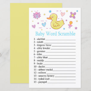 Rubber duck Baby word scramble game