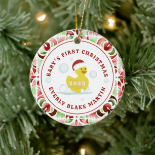 Rubber Duck Baby's First Christmas Ceramic Tree Decoration