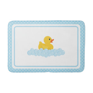 Rubber Duck Bath Mat Cute Yellow Ducky and Bubbl