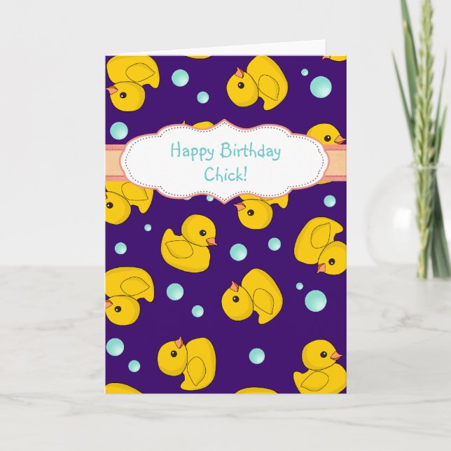 Rubber Duck birthday card - cute duckies pattern (Front)