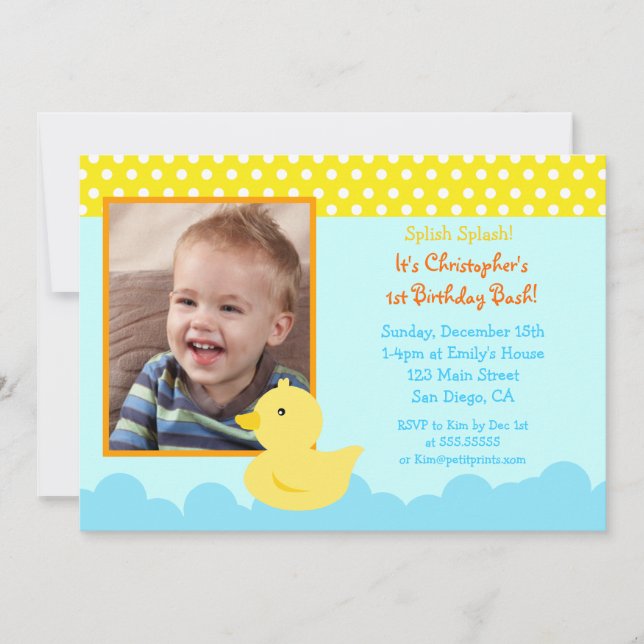 Rubber Duck Birthday Invitations (Front)