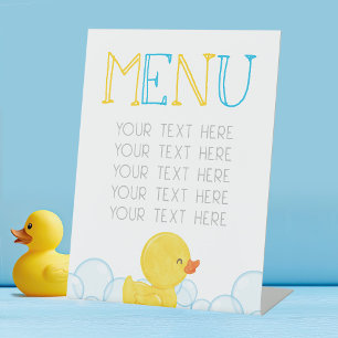 Rubber Duck Birthday or Baby Shower Menu Party Pedestal Sign