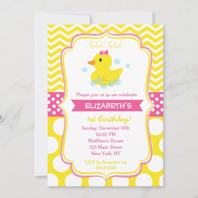 Rubber Duck Birthday Party Invitations (Front)
