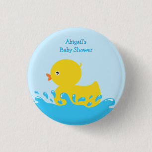 Rubber Duck Blue Baby Boy Shower 3 Cm Round Badge