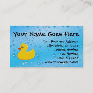 Rubber Duck Blue Bubbles Personalised Kids Business Card
