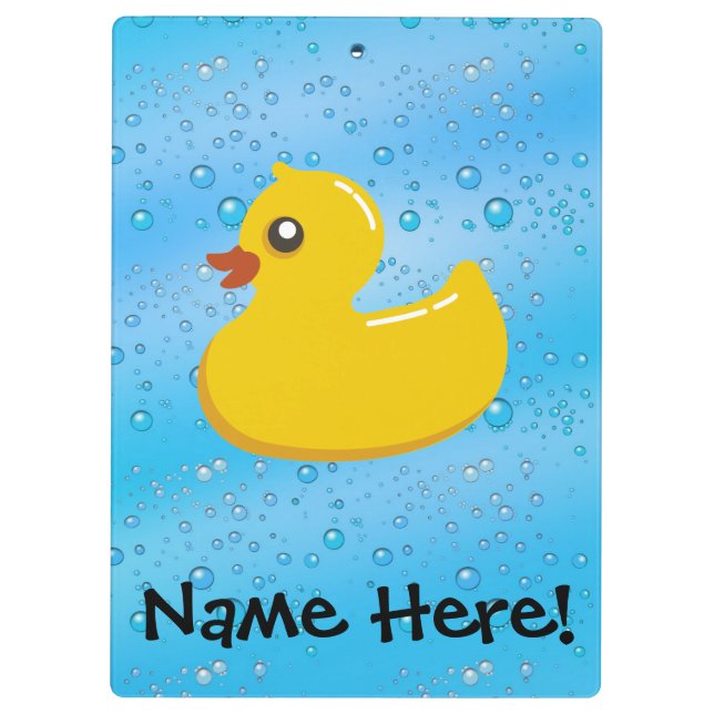Rubber Duck Blue Bubbles Personalised Kids Clipboard (Back)