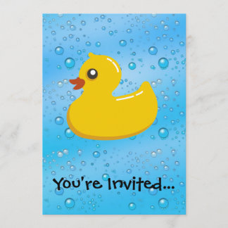 Rubber Duck Blue Bubbles Personalised Kids Invitation