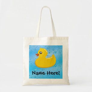 Rubber Duck Blue Bubbles Personalised Kids Tote Bag