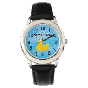 Rubber Duck Blue Bubbles Personalised Kids Watch