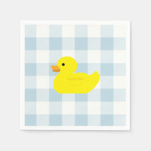 Rubber Duck Blue Gingham Pattern Napkin