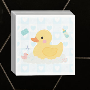 Rubber Duck Blue Hearts Baby Shower Napkin