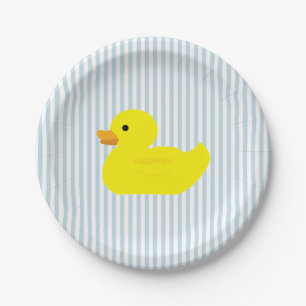 Rubber Duck Blue Stripe Paper Plate