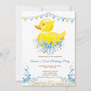  RUBBER DUCK BOY First Birthday Invitation