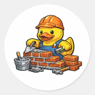 Rubber Duck Bricklayer Classic Round Sticker