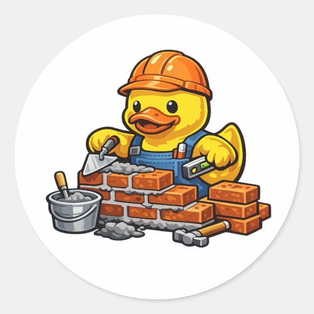 Rubber Duck Bricklayer Classic Round Sticker (Front)