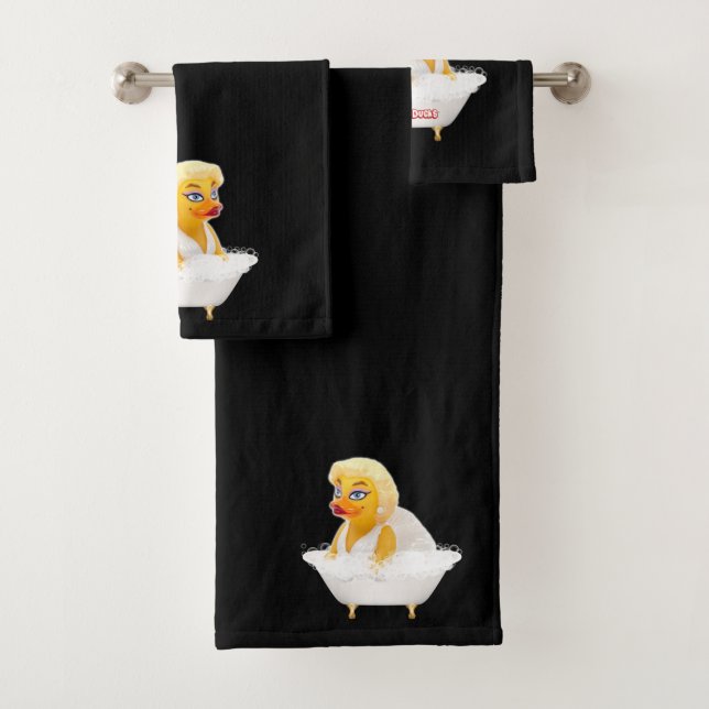 Rubber Duck Bubble Bath - Pond Bombshell Stars Bath Towel Set (Insitu)