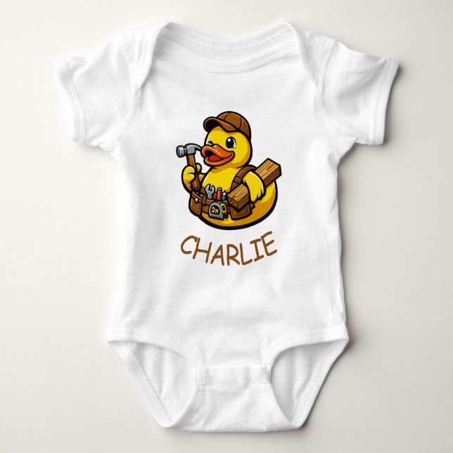 Rubber Duck Carpenter Baby Bodysuit (Front)