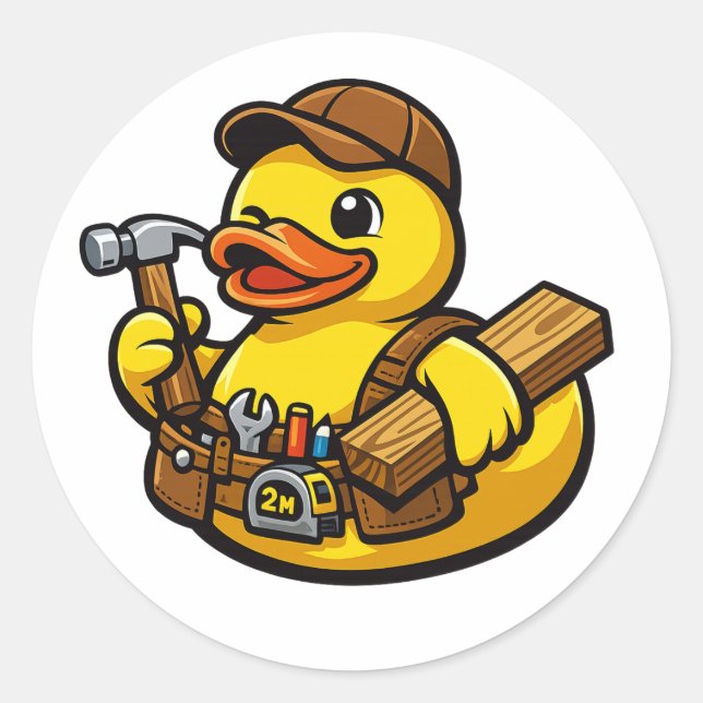 Rubber Duck Carpenter Classic Round Sticker (Front)