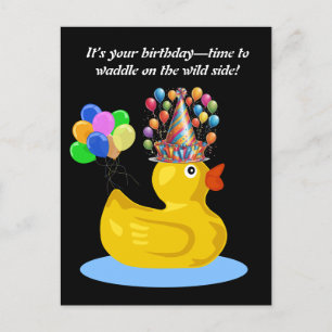 Rubber Duck cheerful  Fun and Quirky birthday Postcard