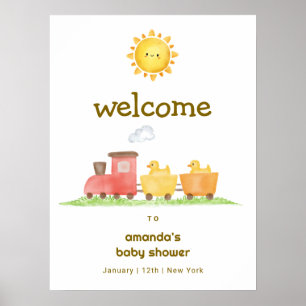 Rubber Duck Choo Choo Train Baby Shower Welcome Poster