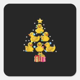 Rubber Duck Christmas Tree Duckie Quack Christmas Square Sticker