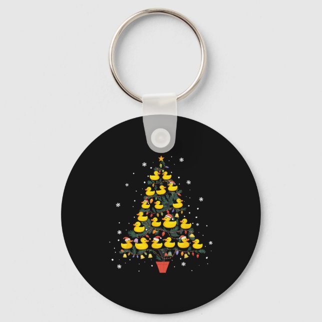 Rubber Duck Christmas Tree  Key Ring (Front)