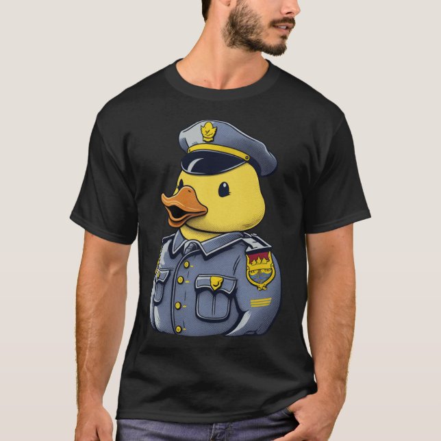 Rubber Duck Costume Cute Duckie police officer T-Shirt (Front)