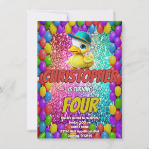 Rubber Duck custom character birthday invite