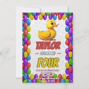 Rubber Duck Cute Personalised Birthday Invite Kids