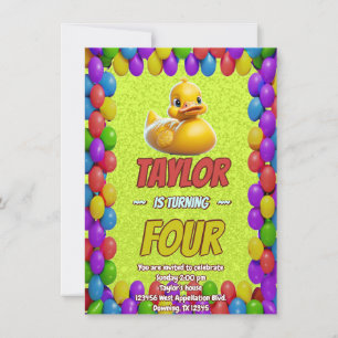 Rubber Duck Cute Personalised Birthday Invite Kids