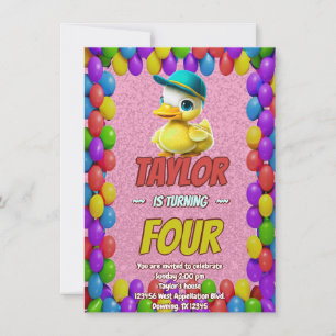 Rubber Duck Cute Personalised Birthday Invite Kids