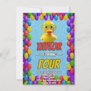Rubber Duck Cute Personalised Birthday Invite Kids