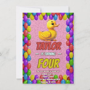 Rubber Duck Cute Personalised Birthday Invite Kids