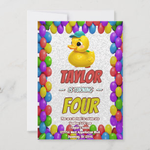 Rubber Duck Cute Personalised Birthday Invite Kids