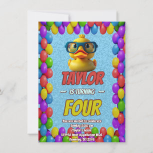 Rubber Duck Cute Personalised Birthday Invite Kids
