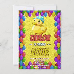 Rubber Duck Cute Personalised Birthday Invite Kids