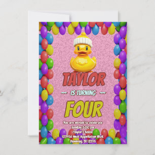 Rubber Duck Cute Personalised Birthday Invite Kids