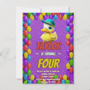 Rubber Duck Cute Personalised Birthday Invite Kids