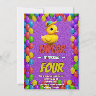 Rubber Duck Cute Personalised Birthday Invite Kids