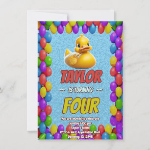 Rubber Duck Cute Personalised Birthday Invite Kids