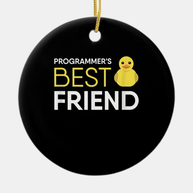 Rubber Duck Debugging Programmers Best Friend Ceramic Tree Decoration (Front)