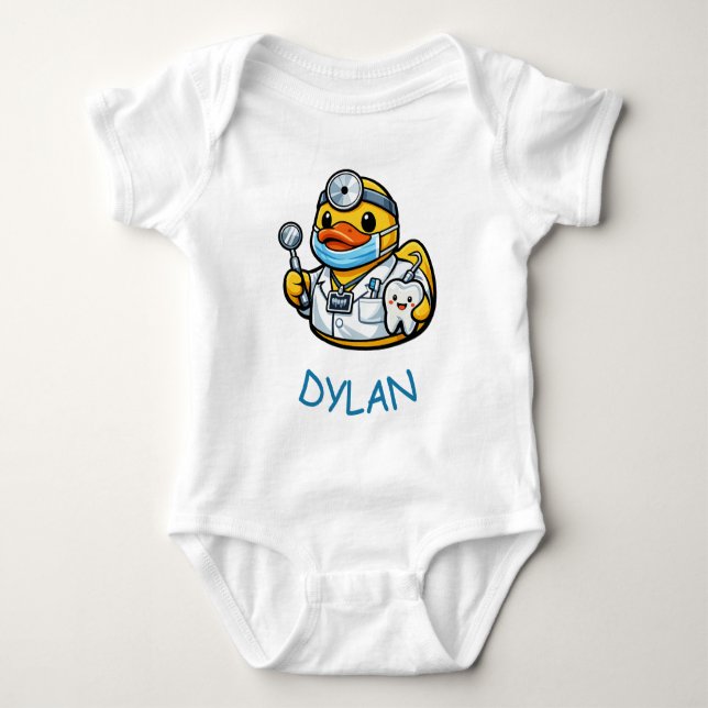 Rubber Duck Dentist Baby Bodysuit (Front)