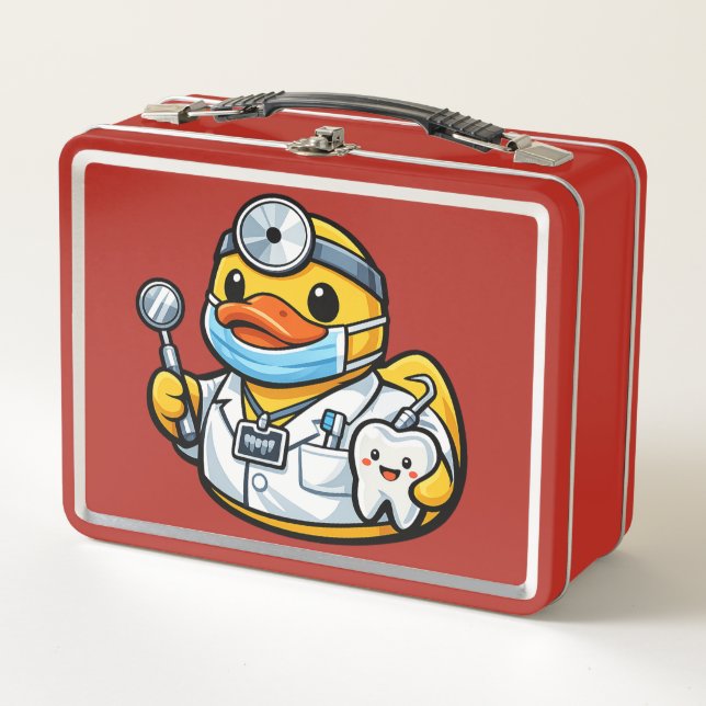 Rubber Duck Dentist Metal Lunch Box (Front)