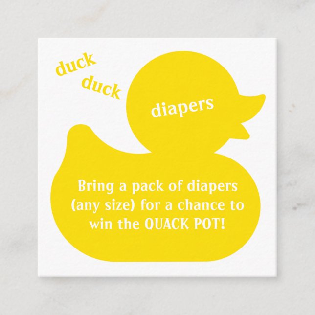 Rubber Duck Diaper Raffle Enclosure Card (Front)
