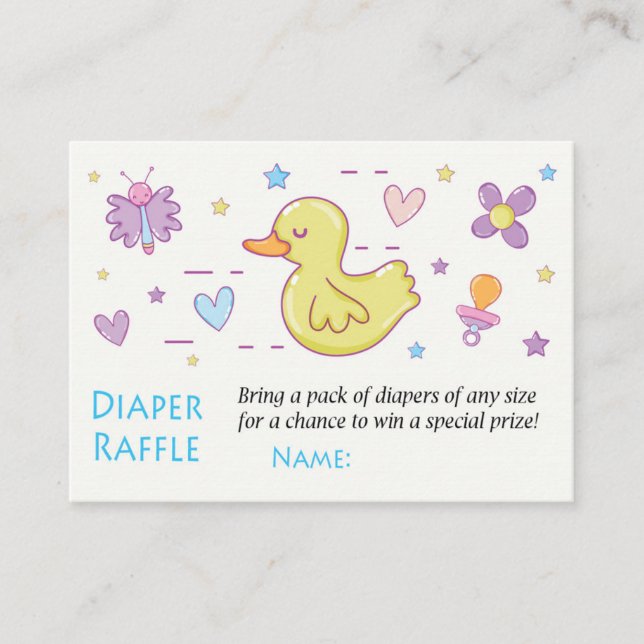 Rubber duck Diaper Raffle Tickets (Front)