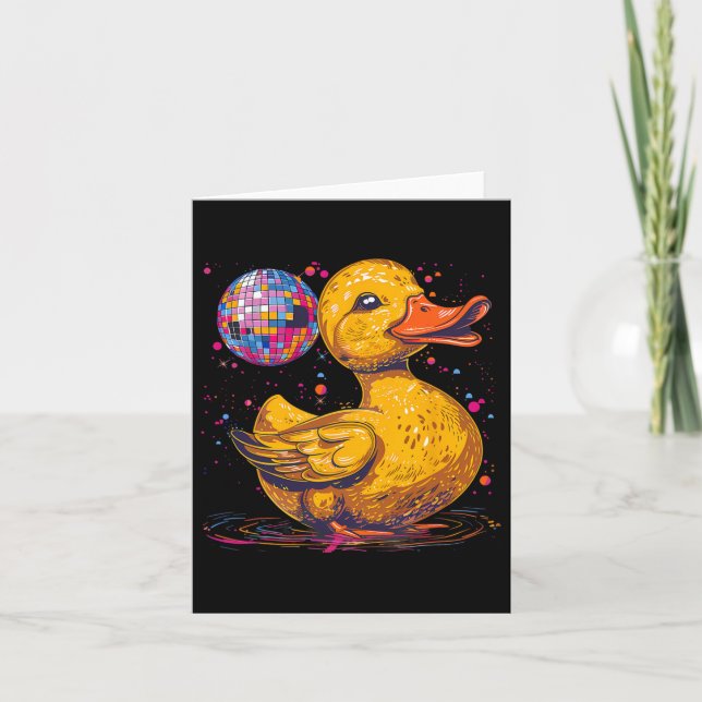 Rubber Duck Disco Ball Artwork Dancing Rubber Duck Card (Front)