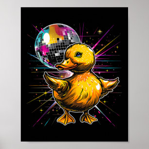 Rubber Duck Disco Dancing Disco Ball Music Rubber  Poster