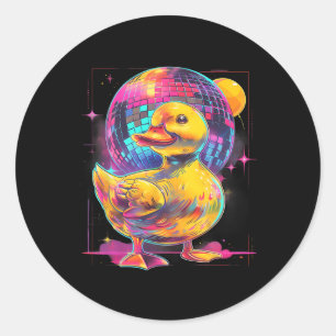 Rubber Duck Disco Music Dancing Rubber Duckie Disc Classic Round Sticker