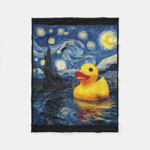 Rubber Duck Duckie Ducky Van Gogh Style Starry Nig Fleece Blanket