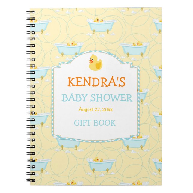 Rubber Duck Ducky Gender Neutral Baby Shower Notebook (Front)